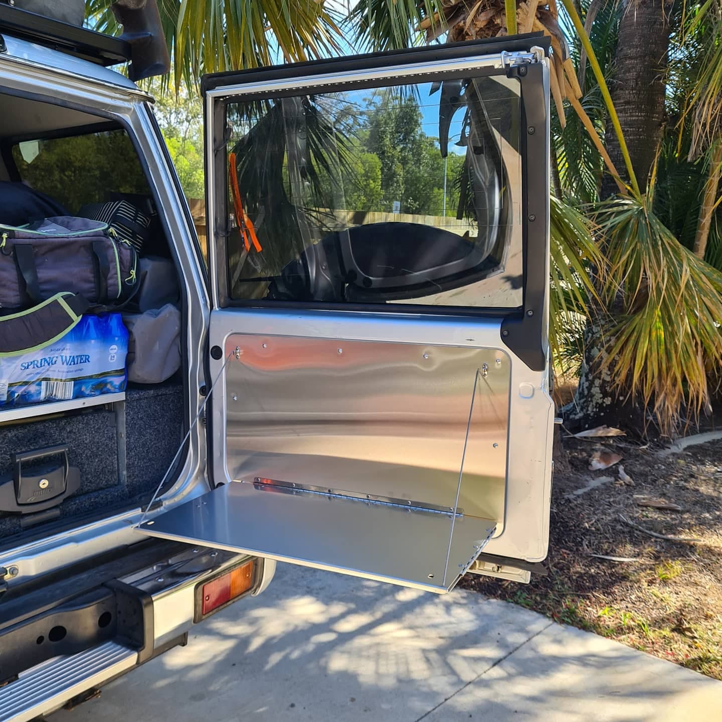 Toyota 76 Series Stainless Steel Deluxe Barn Door Table