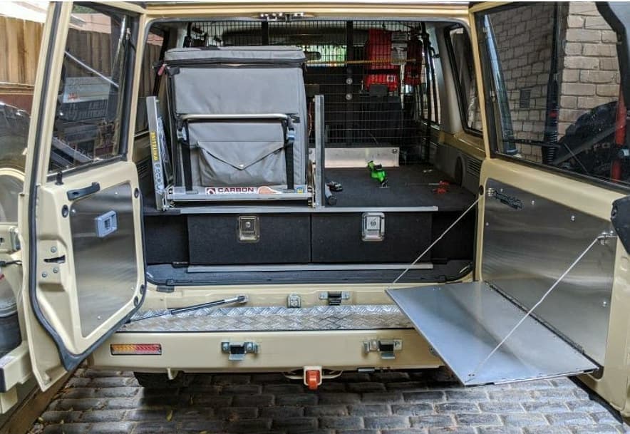 Toyota 76 Series Stainless Steel Deluxe Barn Door Table