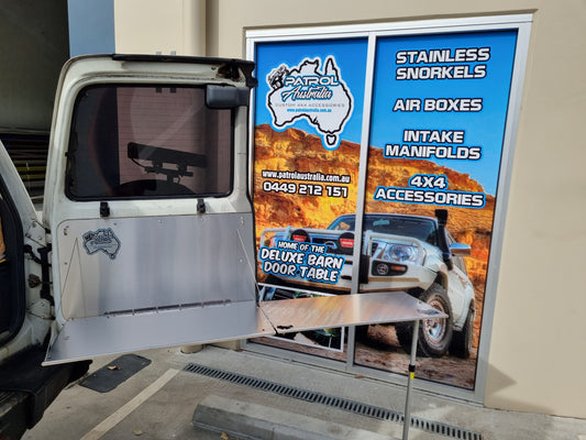 Toyota 80 Series Stainless Steel Deluxe Barn Door Table