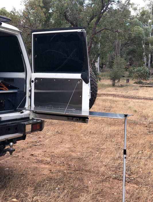 Toyota 76 Series Stainless Steel Deluxe Barn Door Table