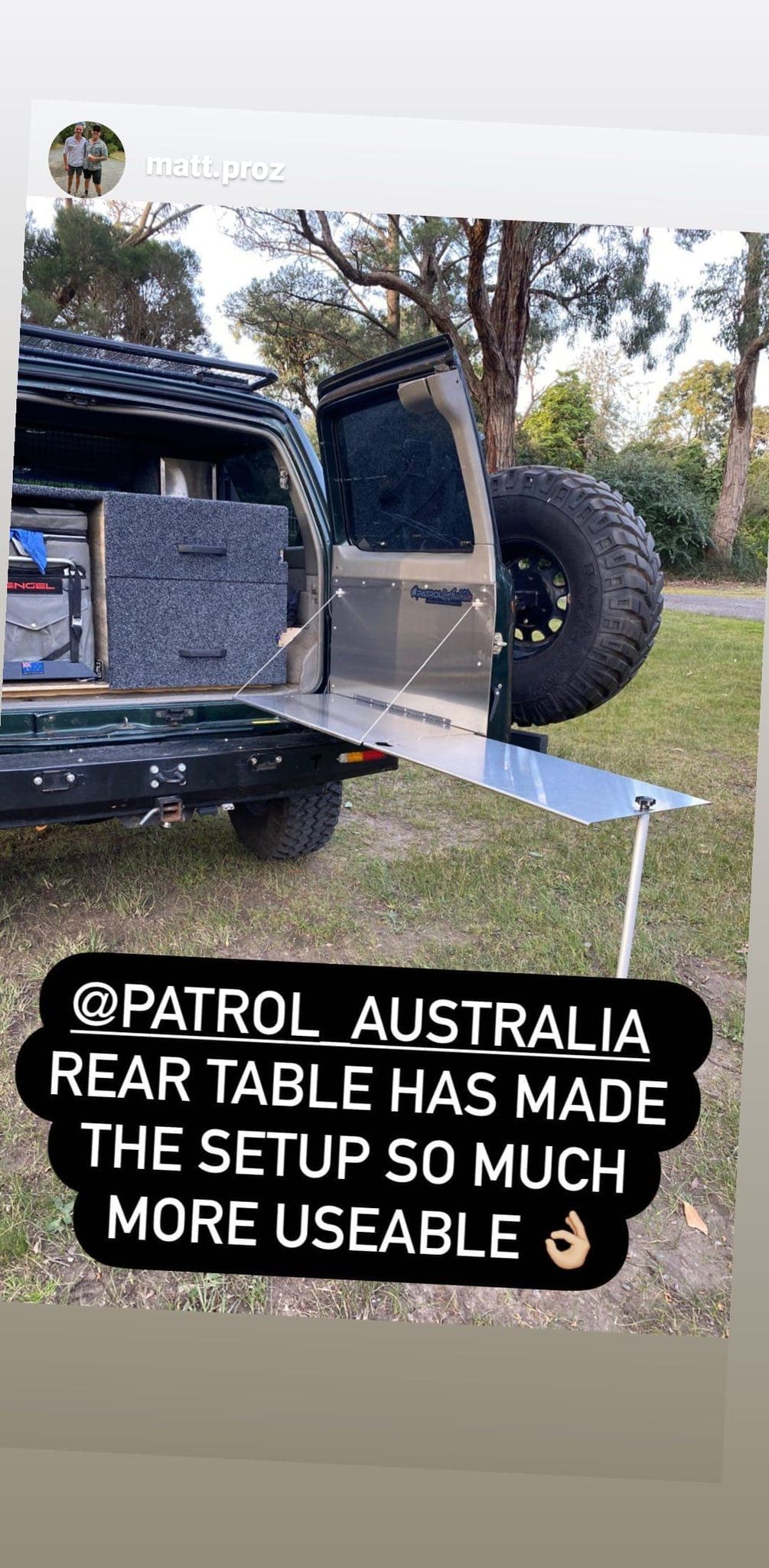 Nissan GU Patrol Stainless Steel Deluxe Barn Door Table